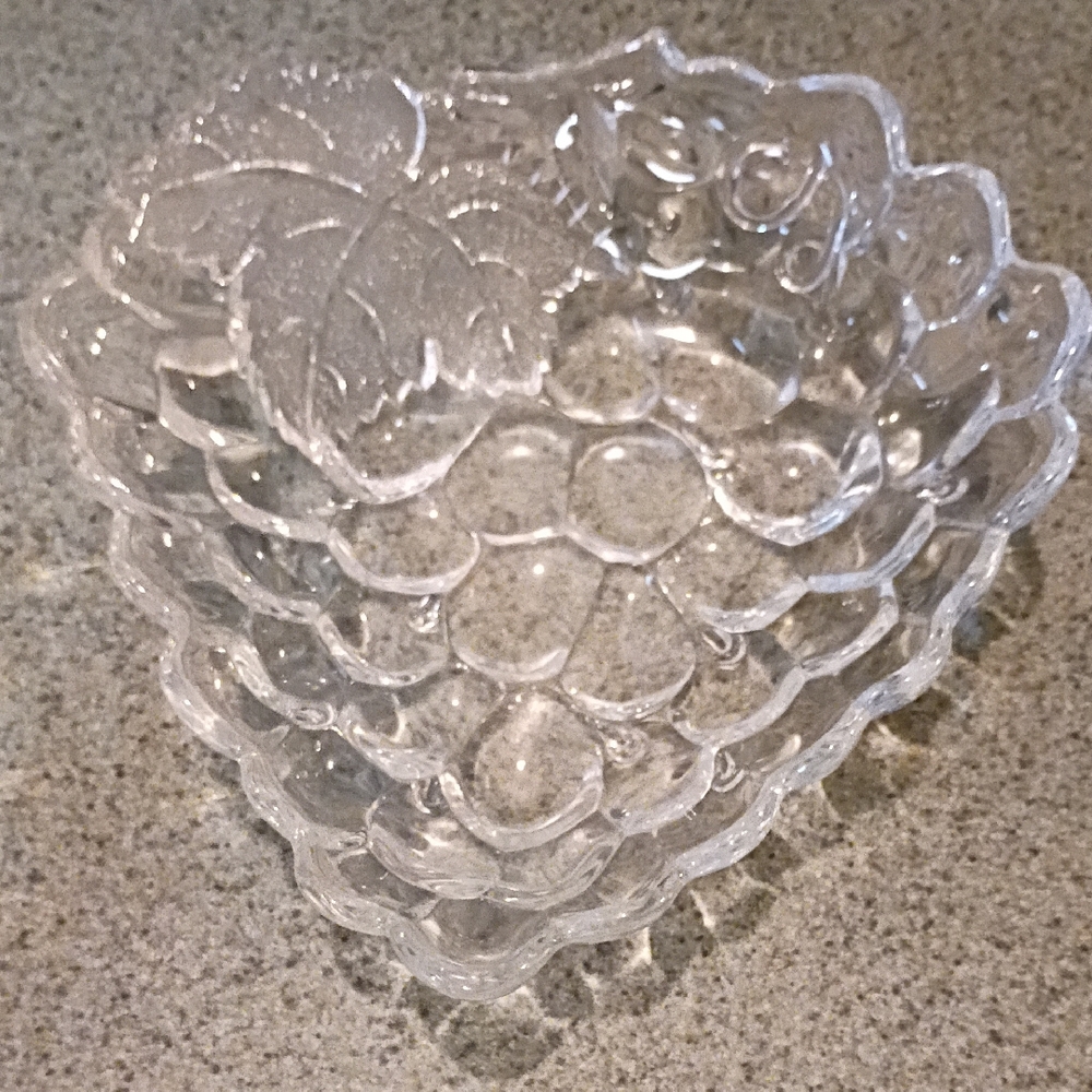 Clear Grape Design Glass Bowl